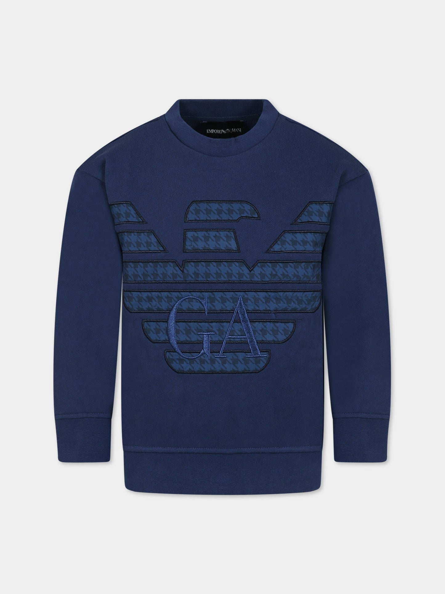 Felpa blu per bambino con aquilotto e logo,Armani Junior,6R4MJ1 4JSRZ 0978