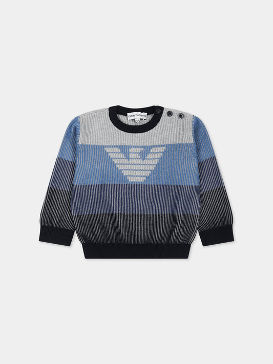 Maglione blu per neonato con aquilotto,Armani Junior,6RHM56 4MHDZ F610