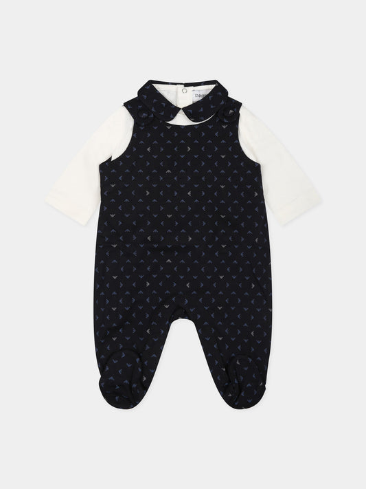 Completo blu per neonato con iconici aquilotti,Armani Junior,8NNV48 NJ05Z F919