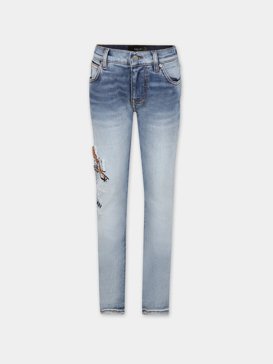 Jeans blu per bambini con tigre e logo,Amiri,PF23KSD004 765
