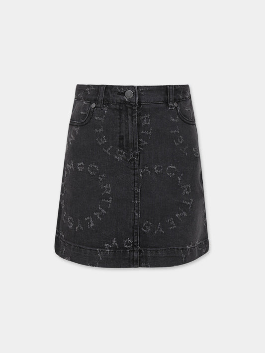 Gonna denim casual nera per bambina,Stella Mccartney Kids,TT7B11 Z0153 930