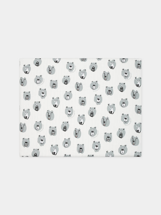 Coperta bianca per neonato con stampa e logo,Stella Mccartney Kids,TT0530 Z1486 101MC
