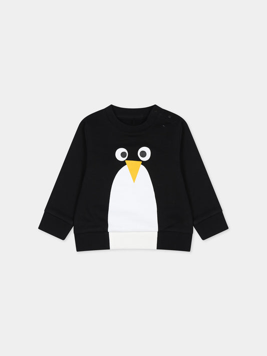 Felpa nera per neonato con stampa,Stella Mccartney Kids,TT4630 Z0447 930