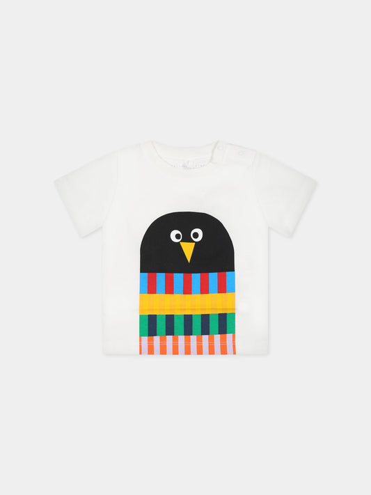 T-shirt bianca per neonato con logo e stampa,Stella Mccartney Kids,TT8661 Z0434 101