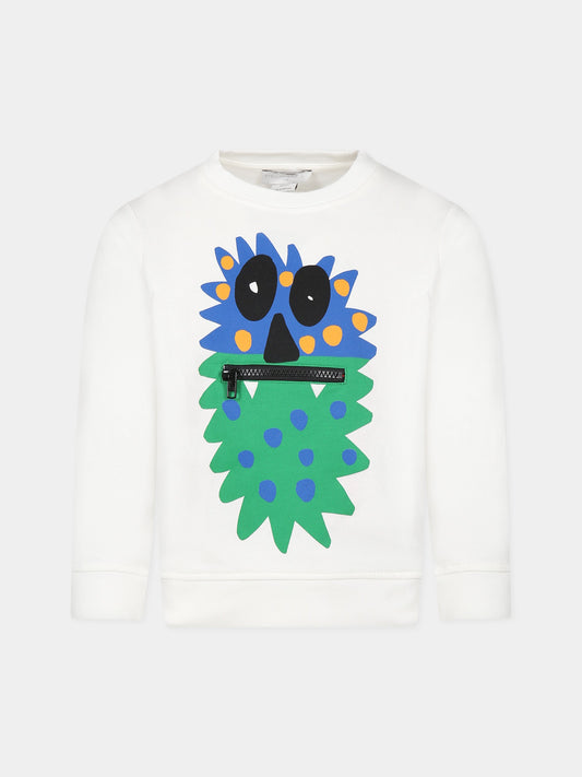 Felpa bianca per bambino con stampa,Stella Mccartney Kids,TT4Q50 Z0447 101