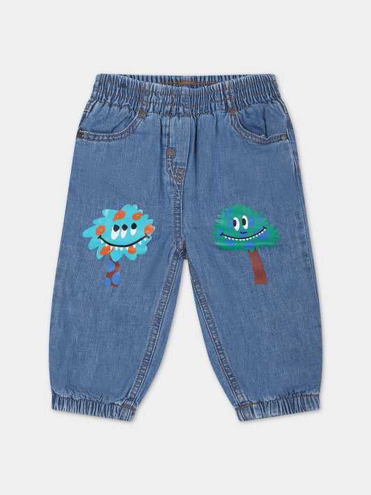 Jeans blu per neonato con stampa e logo,Stella Mccartney Kids,TT6560 Z1267 618
