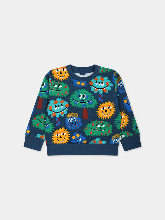 Felpa blu per neonato con stampa,Stella Mccartney Kids,TT4540 Z1393 625MC
