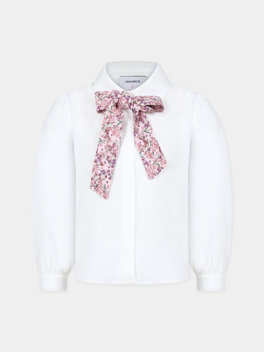 Camicia bianca per bambina con fiocco,Simonetta,ST5A20 K0005 101RS