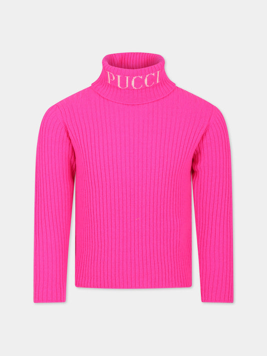 Dolcevita fucsia per bambina con logo,Emilio Pucci Junior,PT9A60 W0023 590