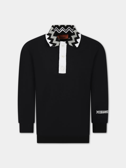 Felpa nera per bambino con logo,Missoni,MT4P80 F0061 930BC
