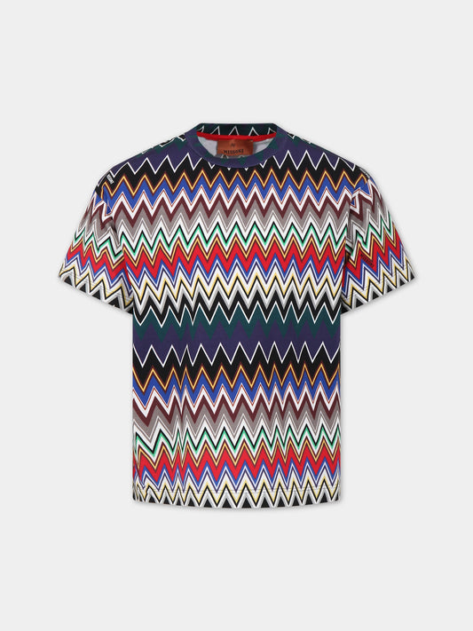 T-shirt multicolor per bambino con logo,Missoni,MT8P81 J0321 998