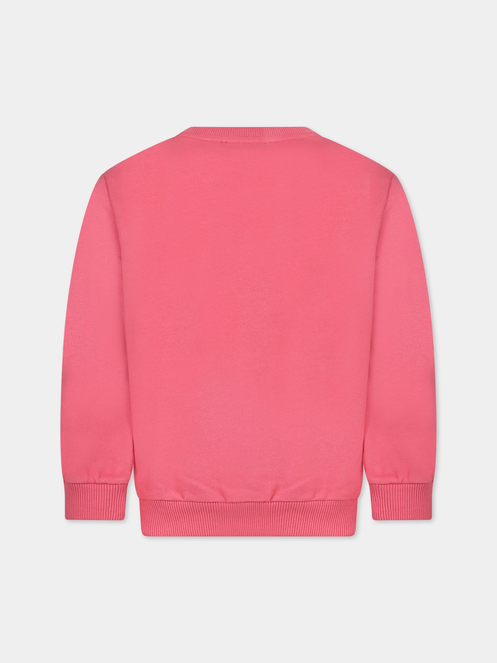 Felpa fucsia con iconico logo metallizzato per bambina,Balmain Kids,BT4A60 Z0001 413
