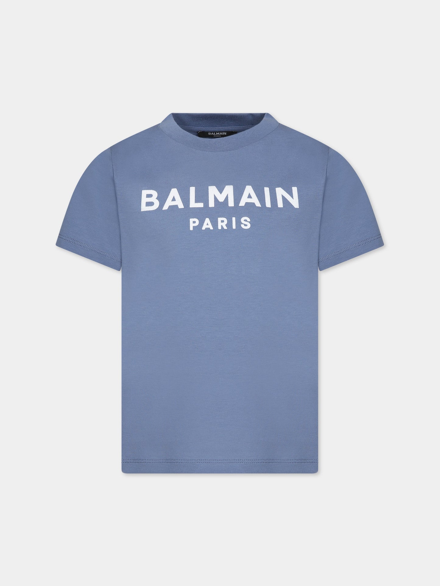 T-shirt blu per bambini con logo,Balmain Kids,BT8Q71 Z0116 668