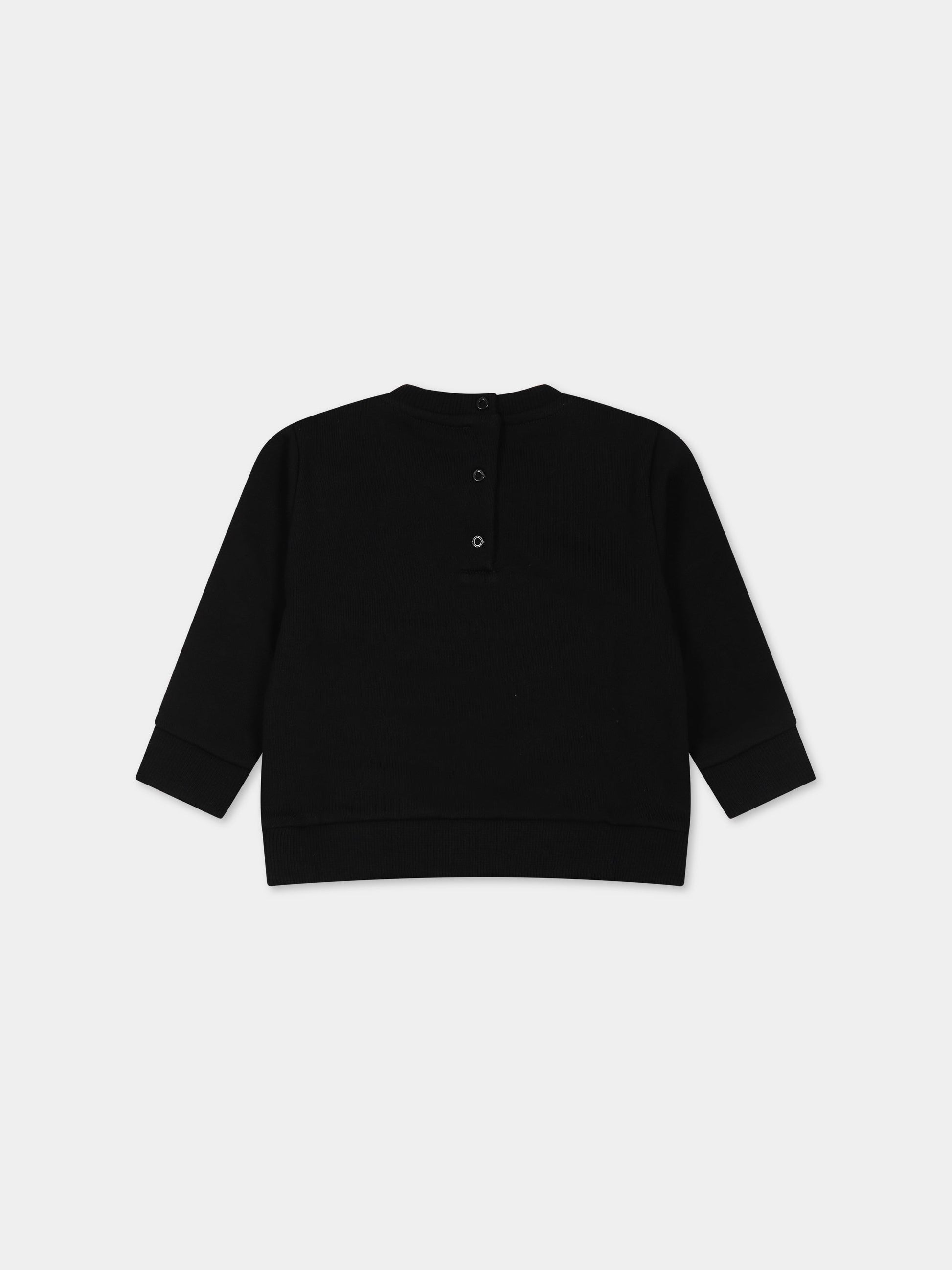 Felpa nera per neonati con iconico logo bianco,Balmain Kids,BT4520 Z0081 930AV