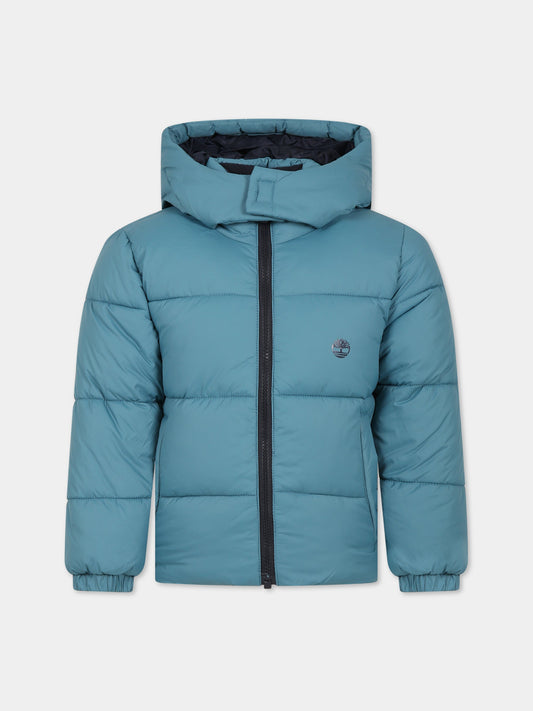Piumino celeste per bambino con logo,Timberland,T26593 875