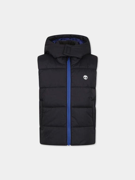 Gilet nero per bambino con logo,Timberland,T26597 09B