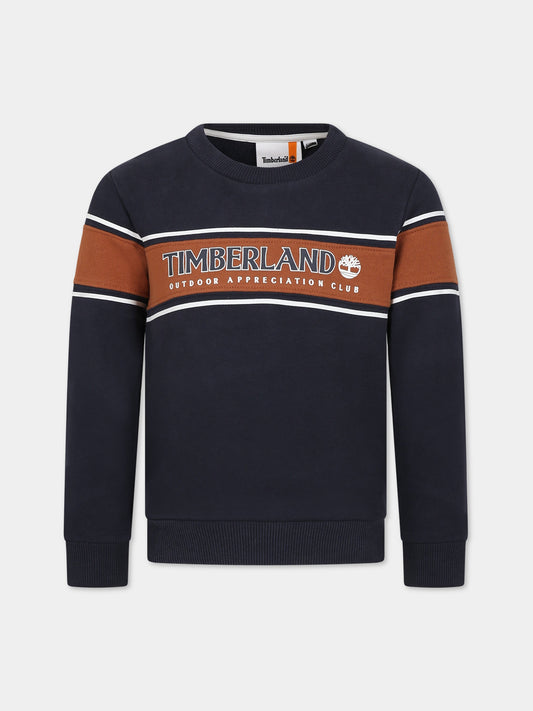 Felpa blu per bambino con logo,Timberland,T25U57 857