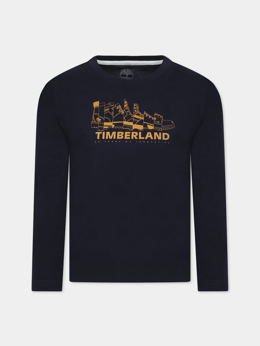 T-shirt blu per bambino con logo,Timberland,T25U61 857
