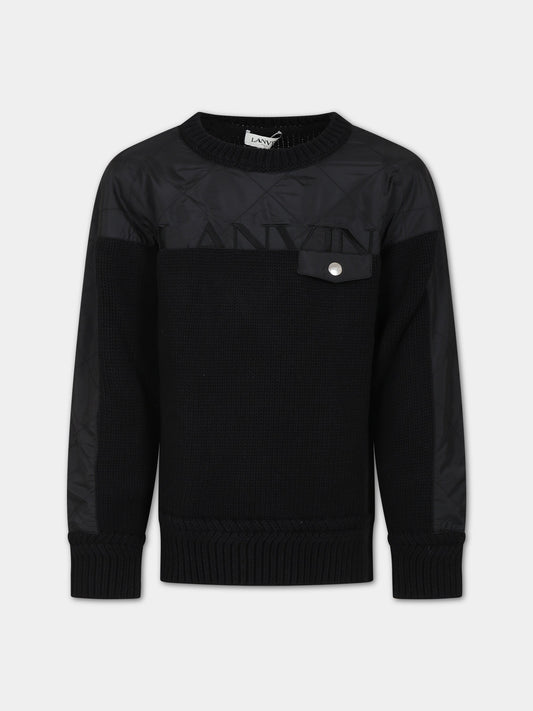 Maglione nero con logo per bambino,Lanvin Petite,N25129 09B