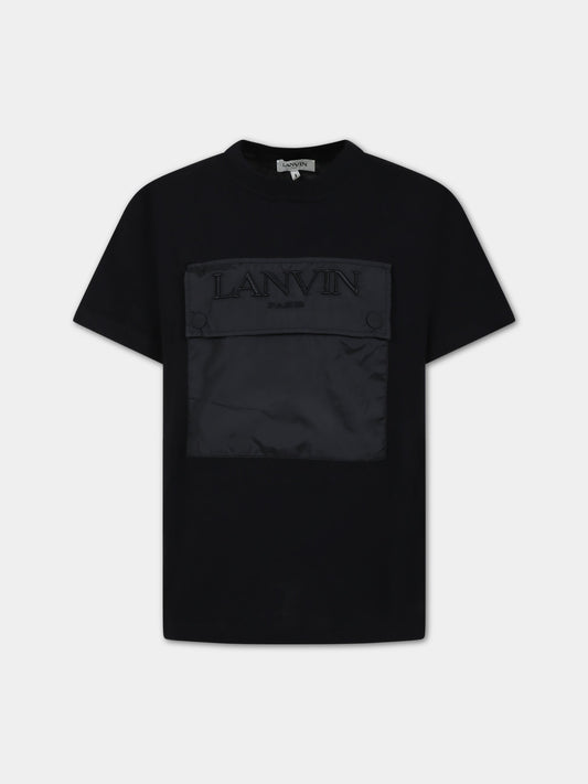 T-shirt nera per bambini con logo,Lanvin Petite,N25143 09B