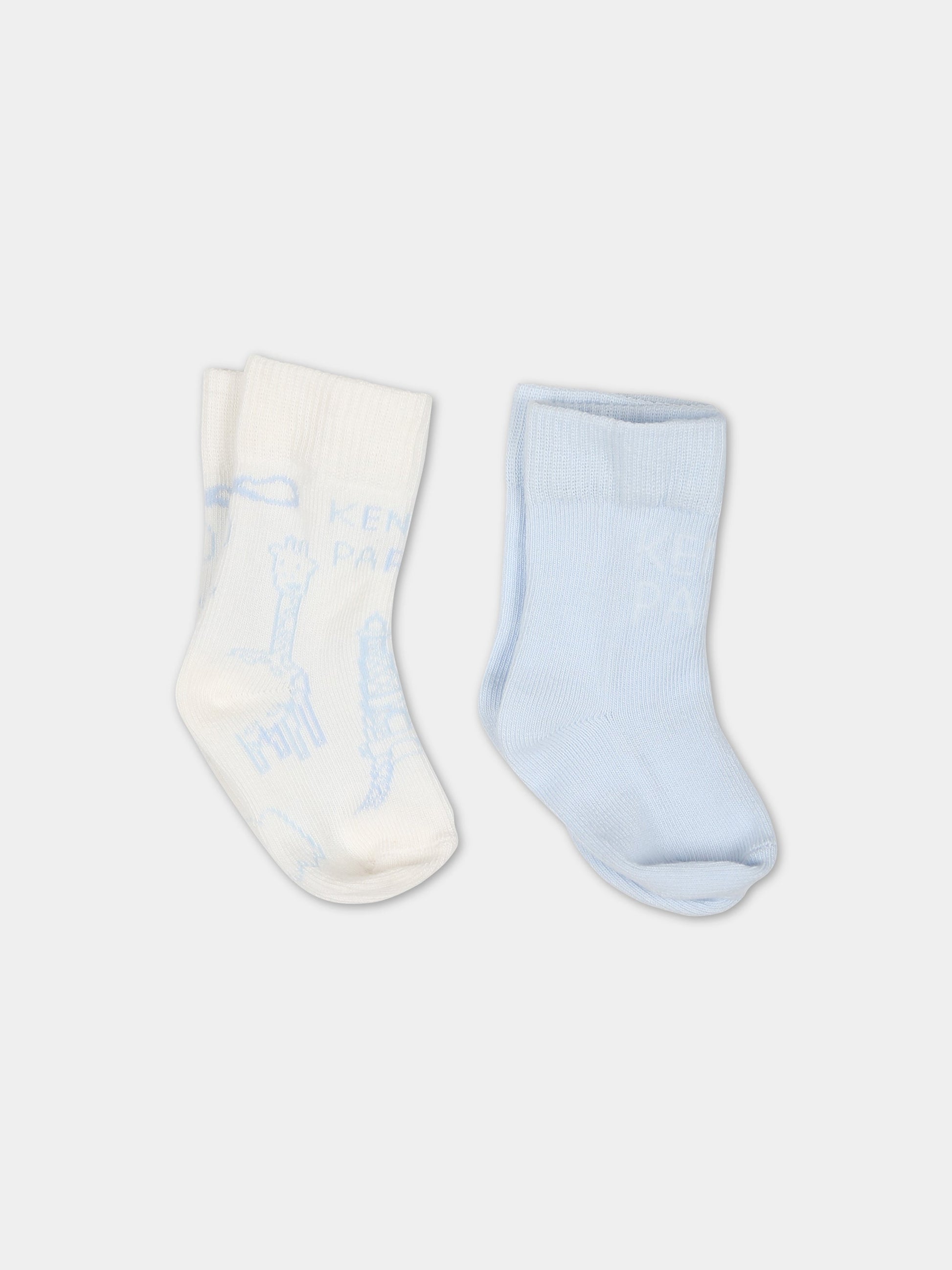 Set celeste per neonato con logo,Kenzo Kids,K90099 771