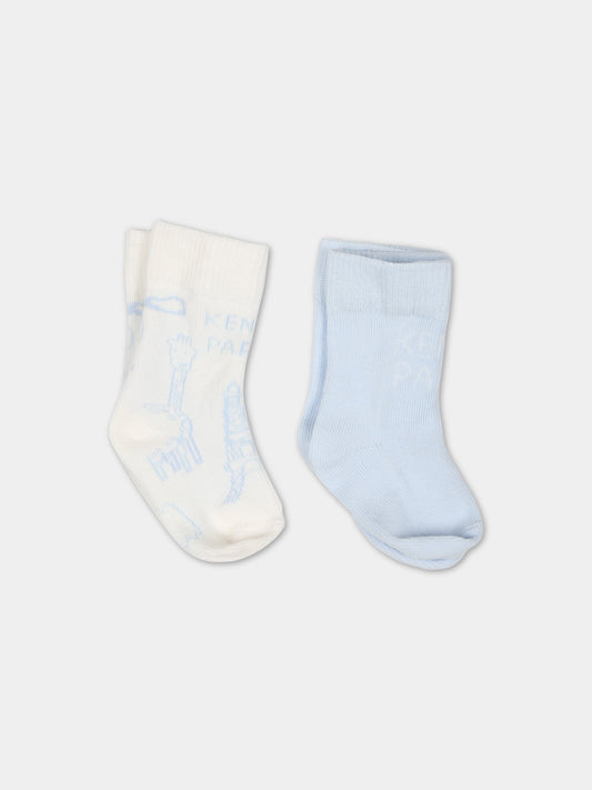 Set celeste per neonato con logo,Kenzo Kids,K90099 771