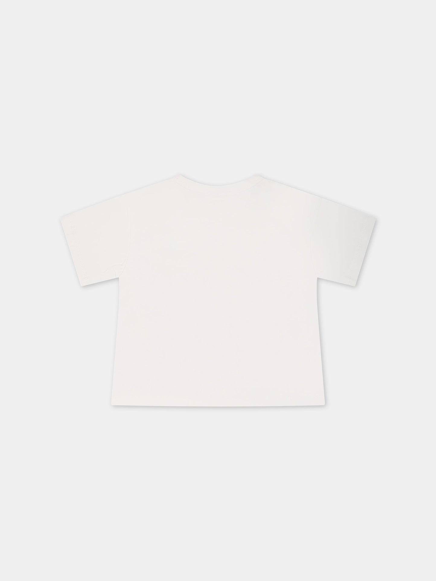 T-shirt bianca per neonato con tigre e logo,Kenzo Kids,K05505 12P