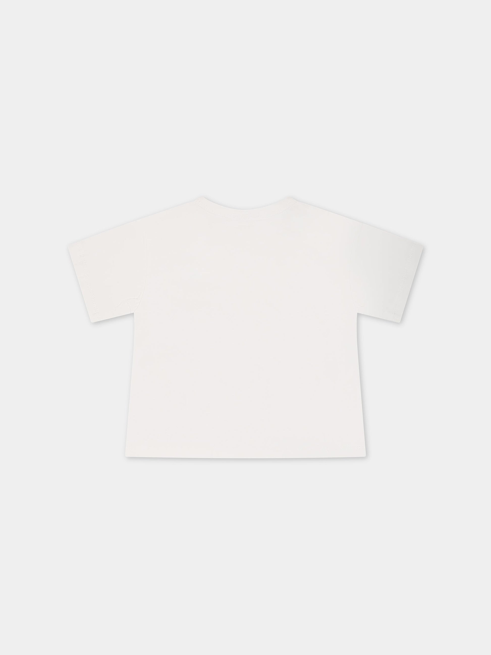 T-shirt bianca per neonato con tigre e logo,Kenzo Kids,K05505 12P