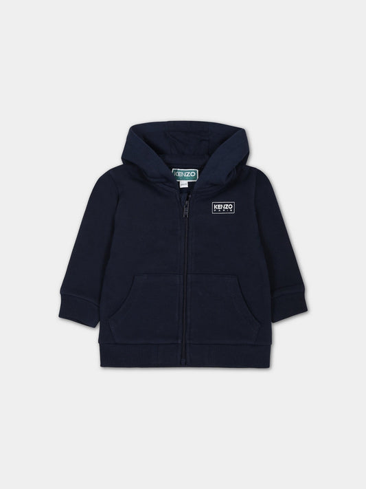Felpa blu per neonato con logo,Kenzo Kids,K05495 84A