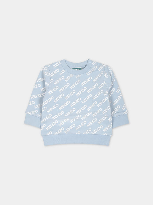 Felpa celeste per neonato con logo,Kenzo Kids,K05517 794