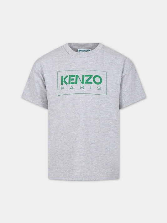 T-shirt grigia per bambini con logo,Kenzo Kids,K25864 A41