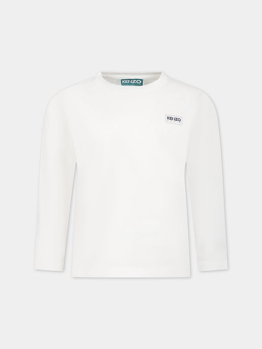 T-shirt bianca per bambini con logo,Kenzo Kids,K55009 12P