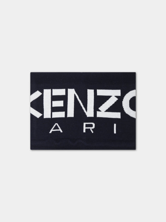Sciarpa blu per bambini con logo,Kenzo Kids,K51035 84A
