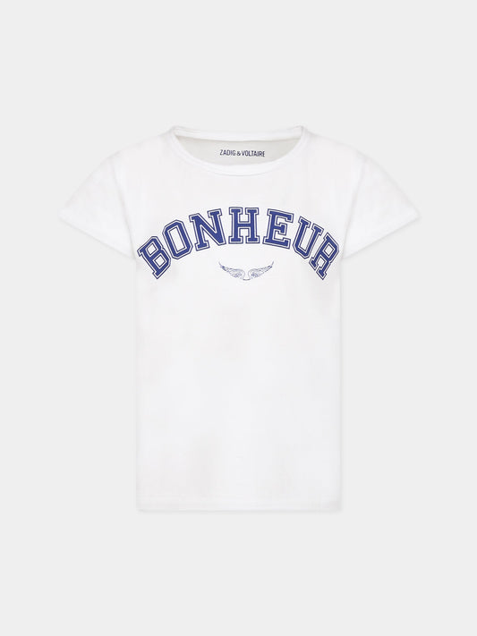 T-shirt bianca per bambini con scritta,Zadig & Voltaire Kids,X15415 10P