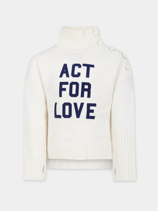 Dolcevita avorio per bambina con scritta,Zadig & Voltaire Kids,X15401 140
