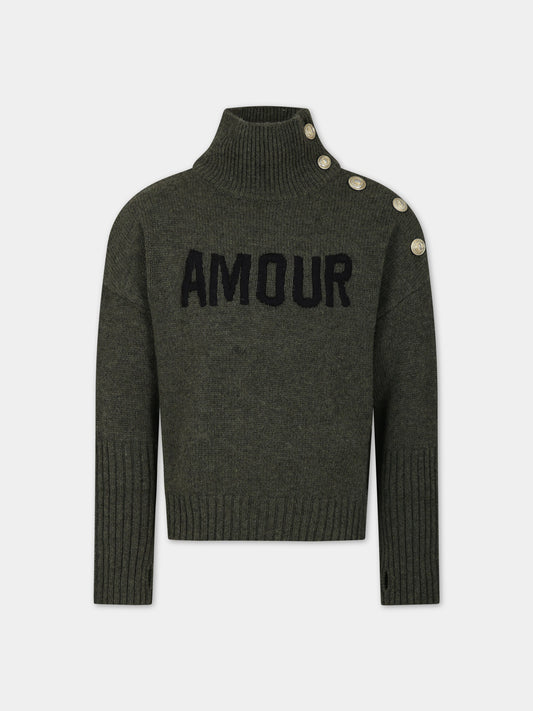 Maglione verde per bambina,Zadig & Voltaire Kids,X15401 H49