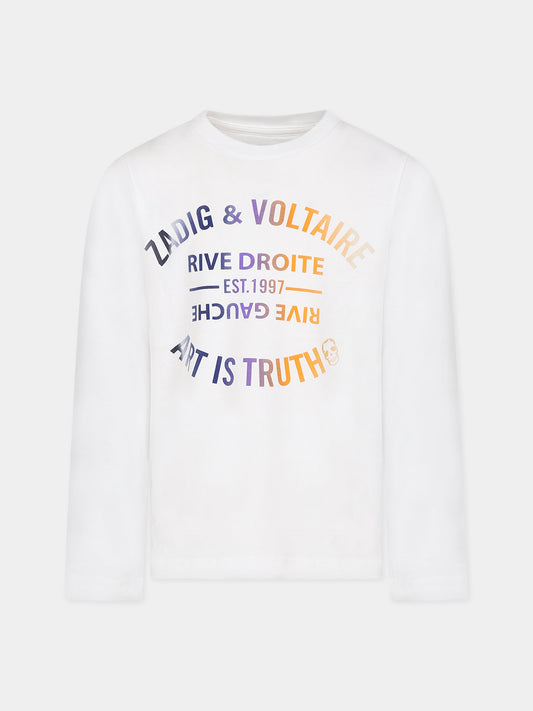 T-shirt bianca per bambini con logo,Zadig & Voltaire Kids,X25400 10P