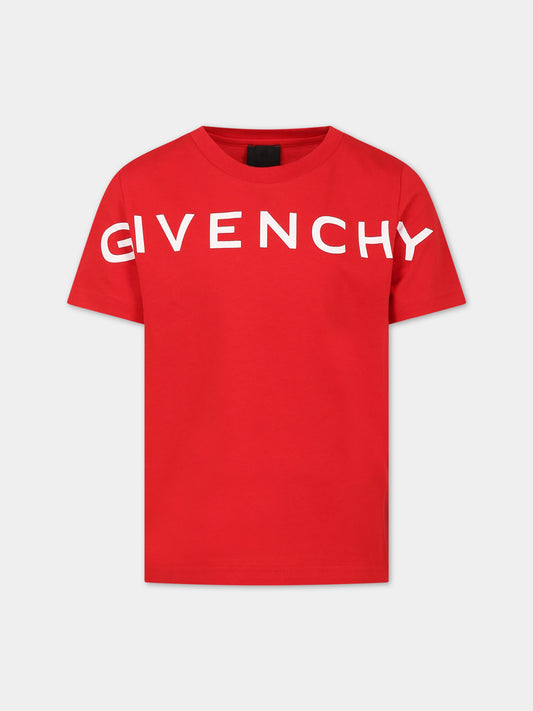 T-shirt rossa per bambini con logo,Givenchy Kids,H25447 991
