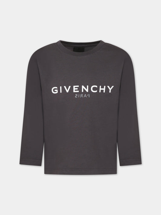 T-shirt grigia per bambini con logo,Givenchy Kids,H25448 070