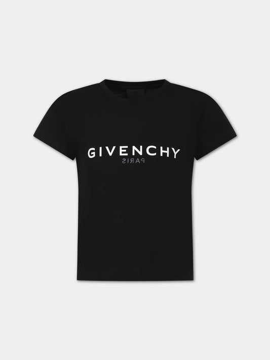 T-shirt nera per bambini con logo,Givenchy Kids,H15329 09B