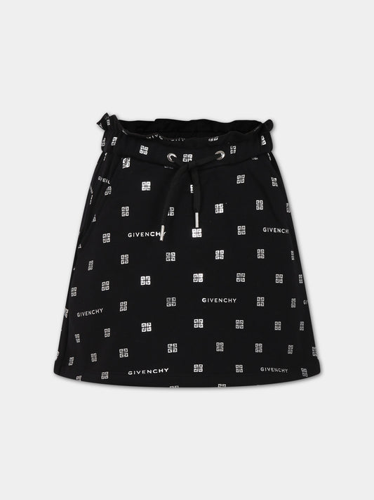 Gonna nera per bambina con logo,Givenchy Kids,H13190 09B