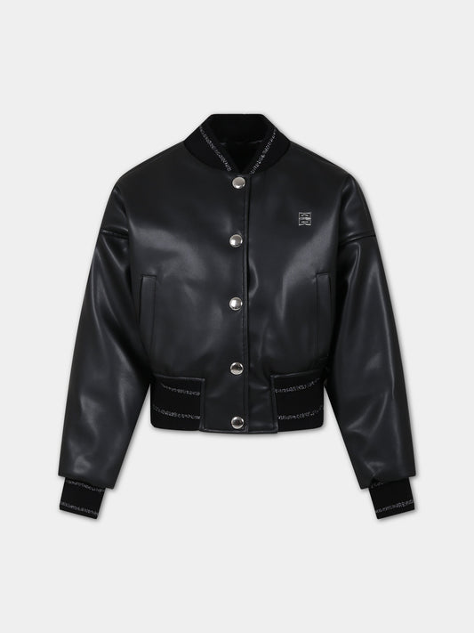 Bomber nero per bambina con logo,Givenchy Kids,H16118 09B