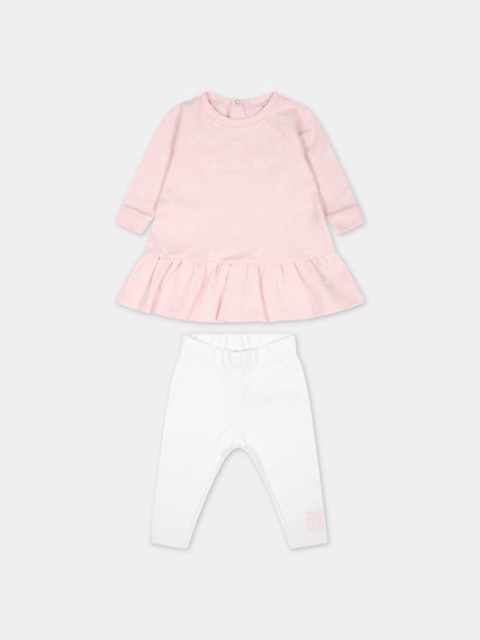 Completo rosa per neonata con logo,Givenchy Kids,H98183 44Z