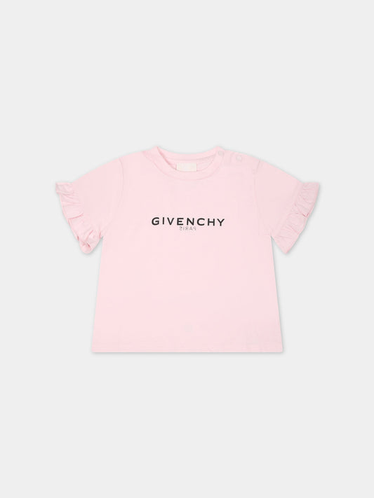 T-shirt rosa per neonata con logo,Givenchy Kids,H05282 44Z