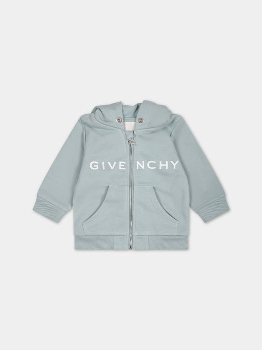 Felpa celeste per neonato con logo,Givenchy Kids,H05279 773