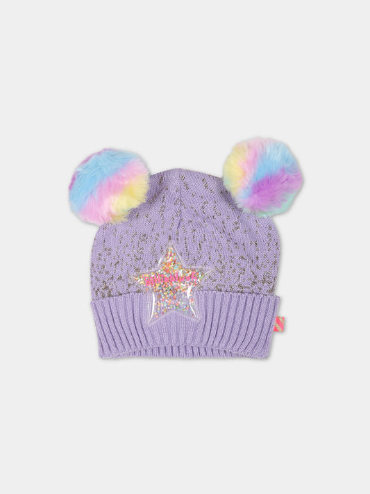 Cappello lilla con stella per bambina,Billieblush,U11147 925
