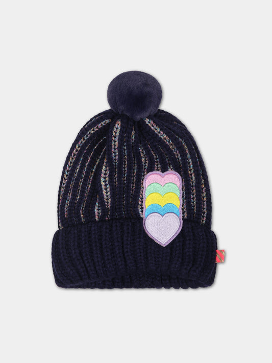 Berretto blu per bambina con cuori,Billieblush,U11142 85T