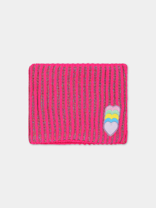 Sciarpa fucsia per bambina con cuori,Billieblush,U11152 MALABAR FLUO