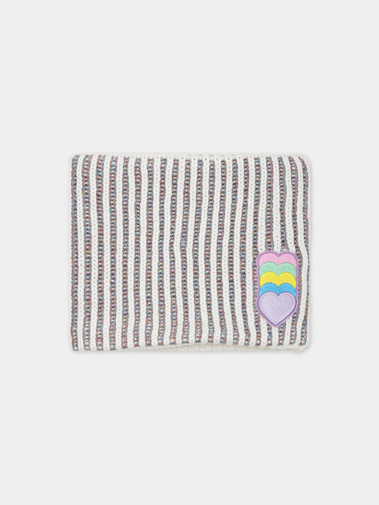 Sciarpa avorio per bambina con cuori,Billieblush,U11152 AVORIO