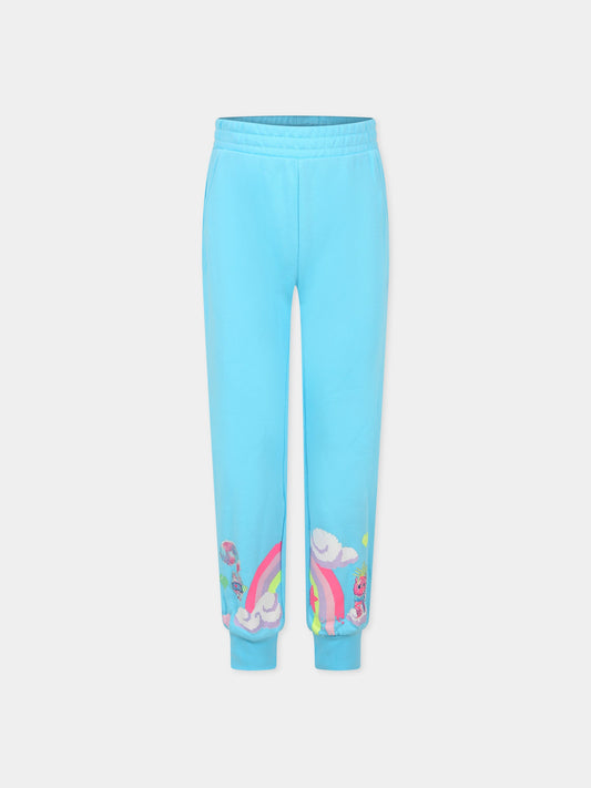 Pantaloni azzurri per bambina con arcobaleno,Billieblush,U14687 77S